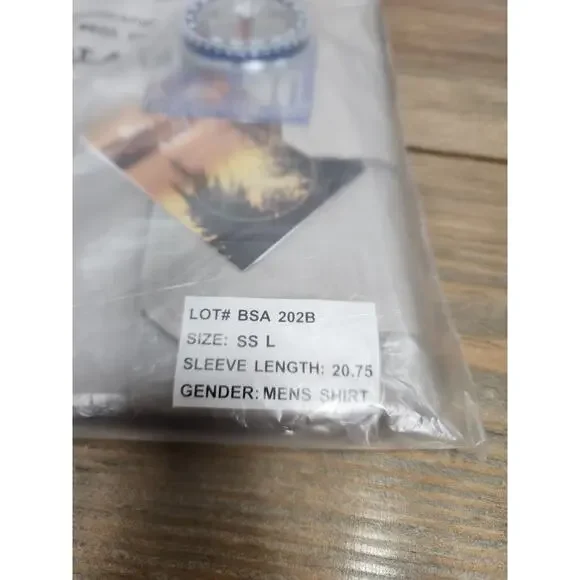 Vintage Boy Scouts of America BSA Men's Shirt Tan Large Action SS With Compass